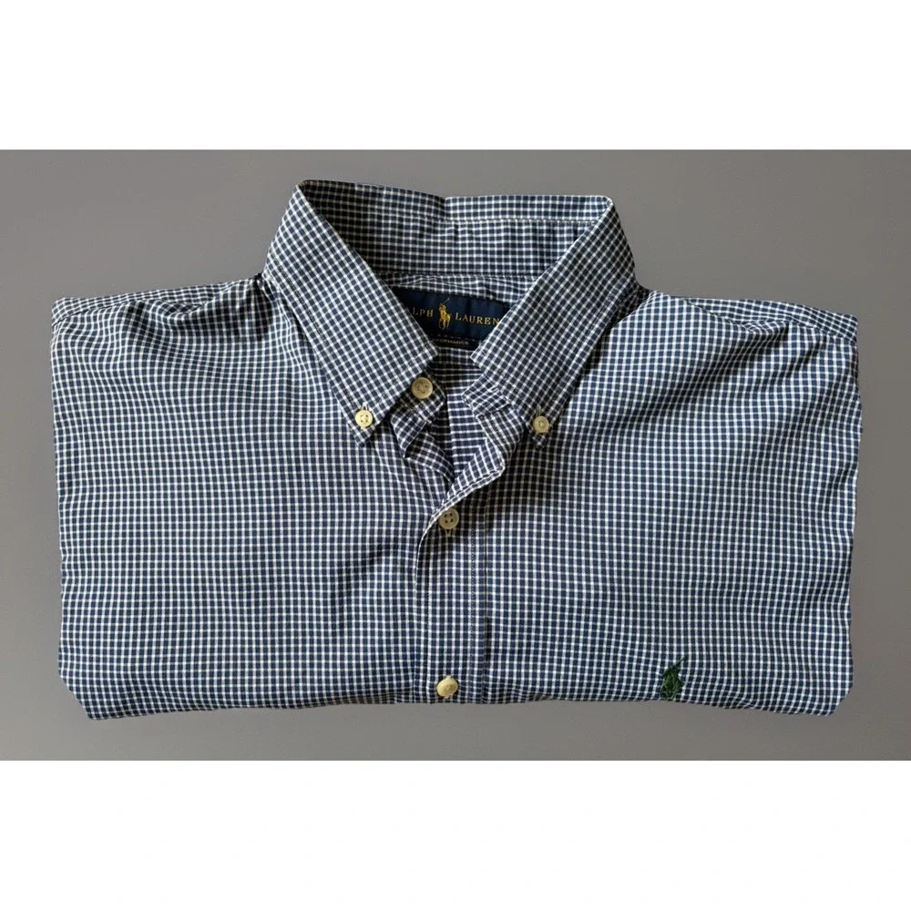 Polo Ralph Lauren Long Sleeve Button Up Shirt Blue Plaid Pony Logo Large JBHS